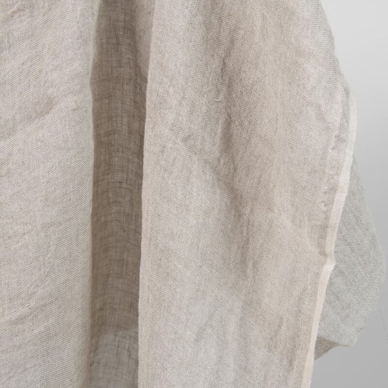 Washed linen fabric natural colour transparent edge