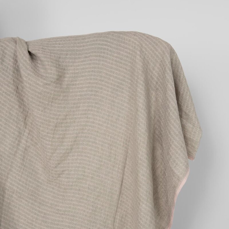 Washed linen fabric lilac green pattern
