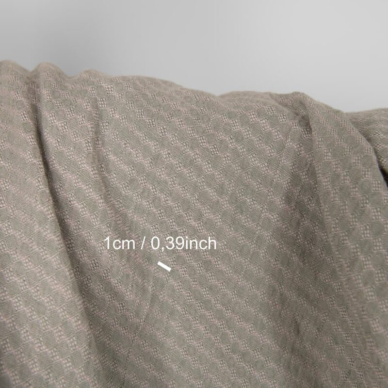 Washed linen fabric lilac green pattern, with measurements