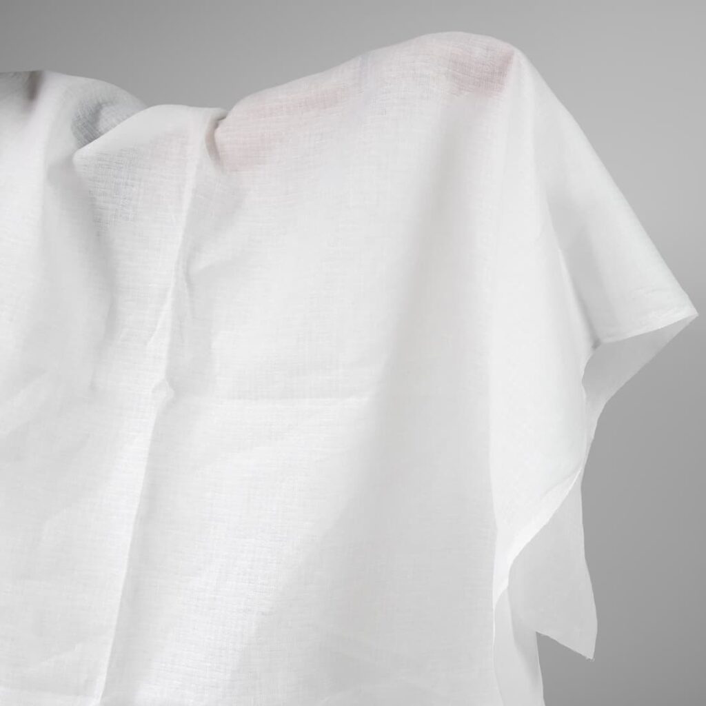 Linen fabric off-white colour patterned checks