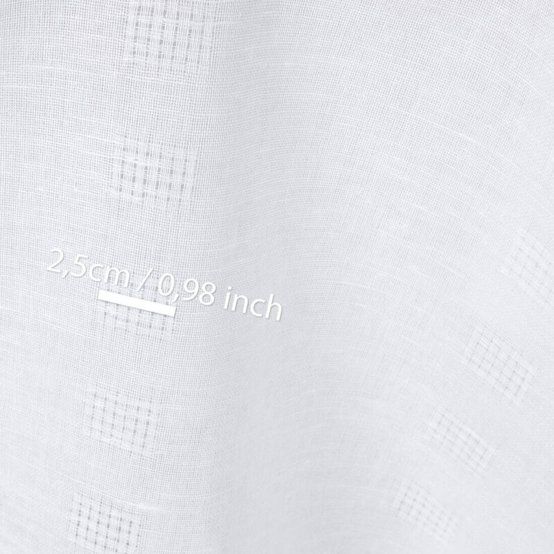 Linen cotton fabric bright white with two rows of checks, with measurements
