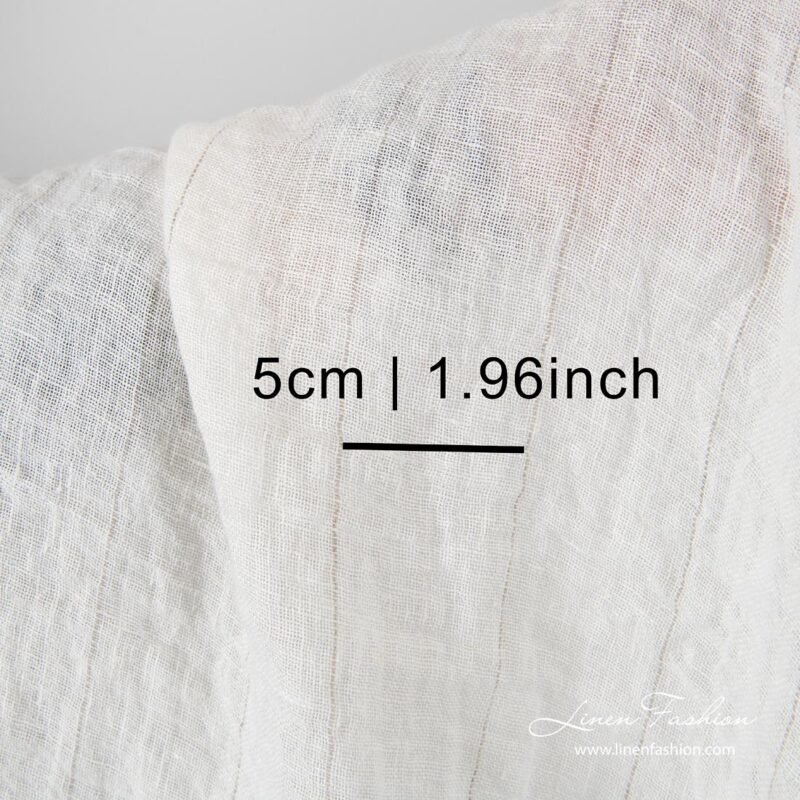 White washed gauze fabric with thin stripe measures