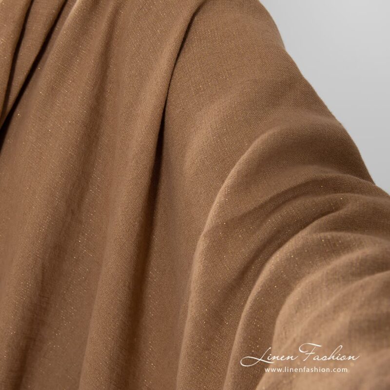 Light brown linen fabric, perfect for festive clothes and home textile