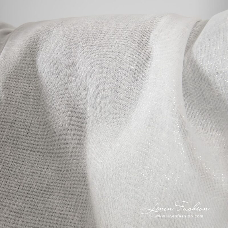 Off-white linen fabric with silver lurex