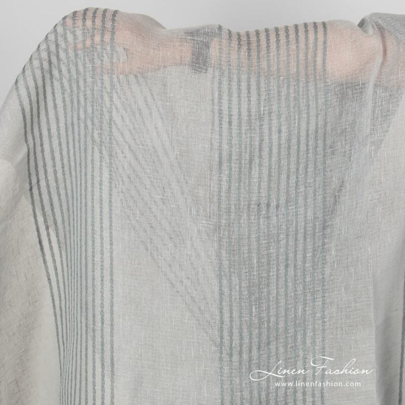 Striped linen fabric in grey.
