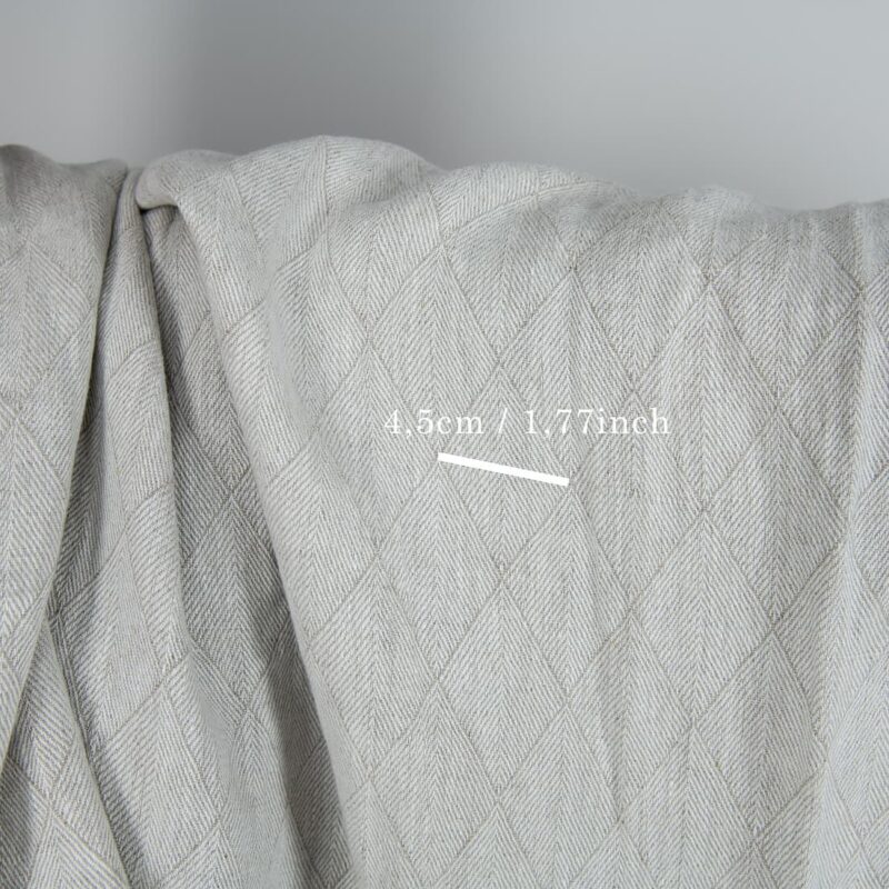 Grey double-sided washed linen fabric with a pattern with measurements
