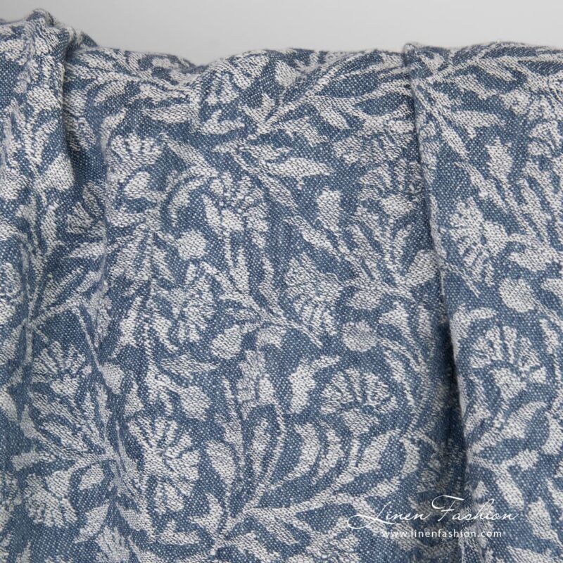 Linen cotton jacquard fabric with ornaments