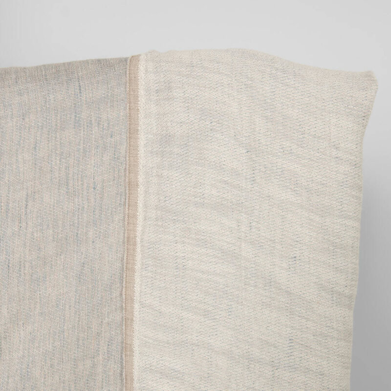 Washed linen cotton satin fabric beige-grey, double-sided