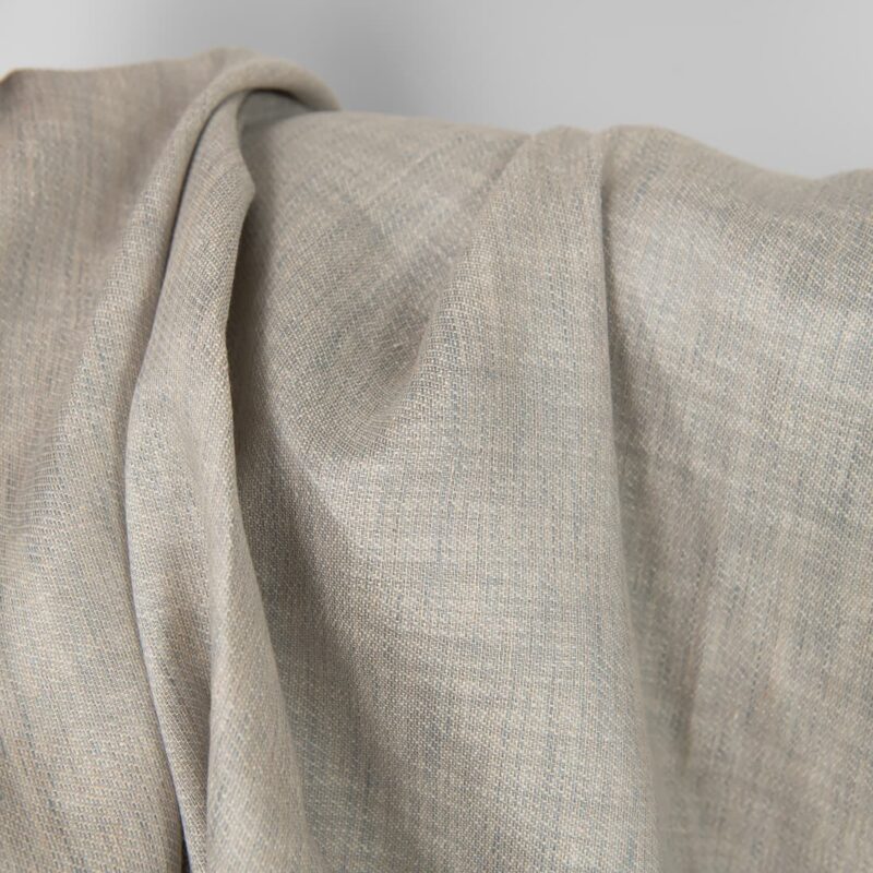 Linen cotton fabric beige grey satin double-sided, texture