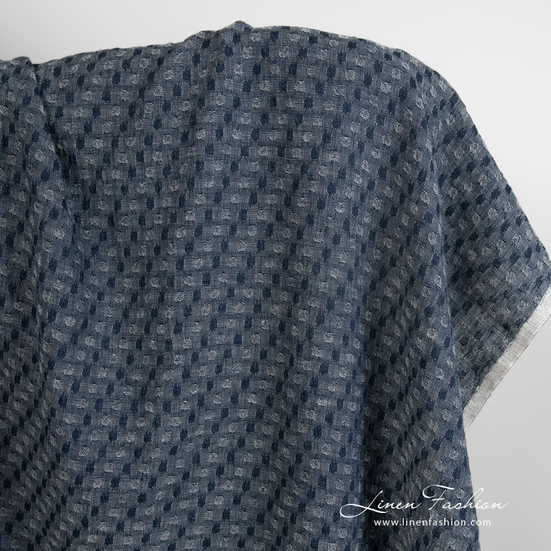 Bluish black linen wool fabric, perfect for clothes and home textile