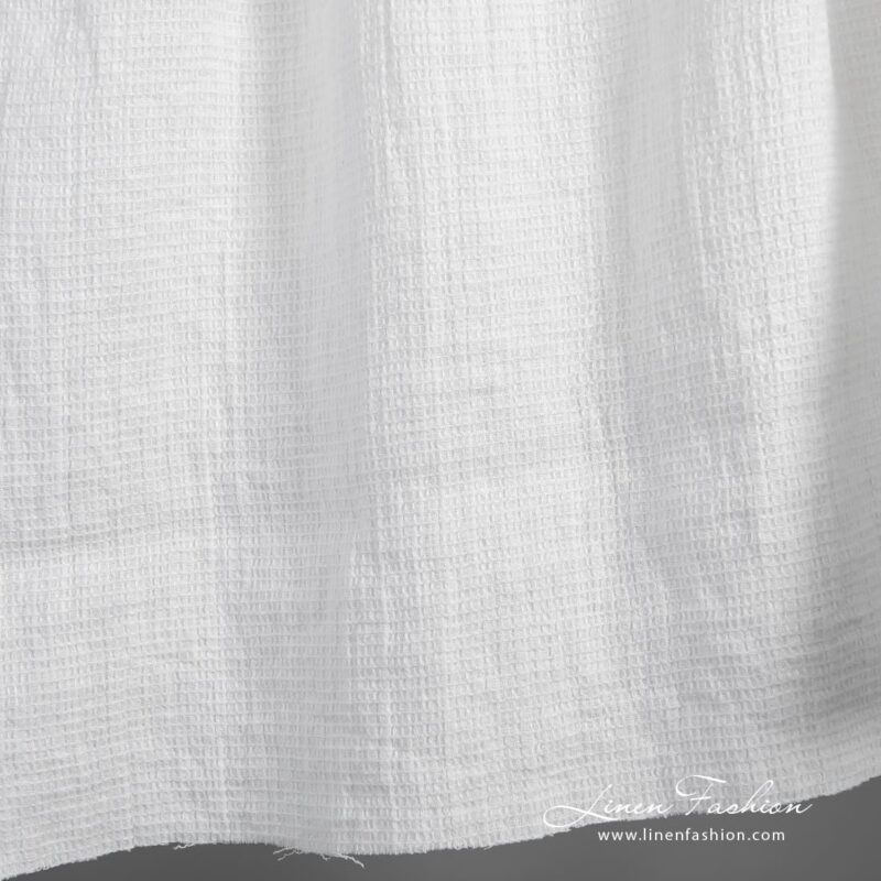 White linen fabric with tiny checks