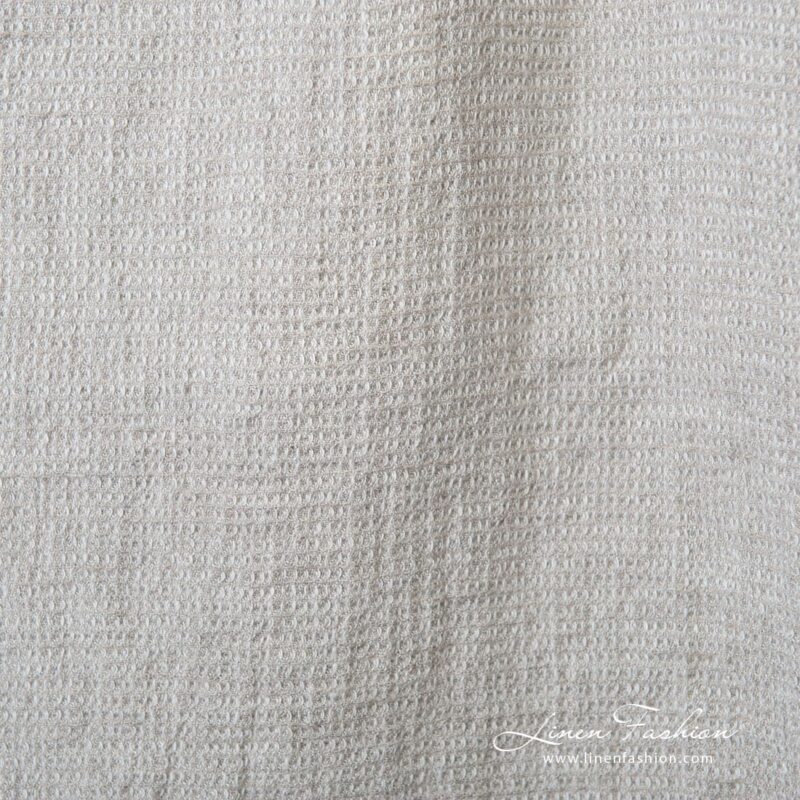 Light gray linen fabric with checks