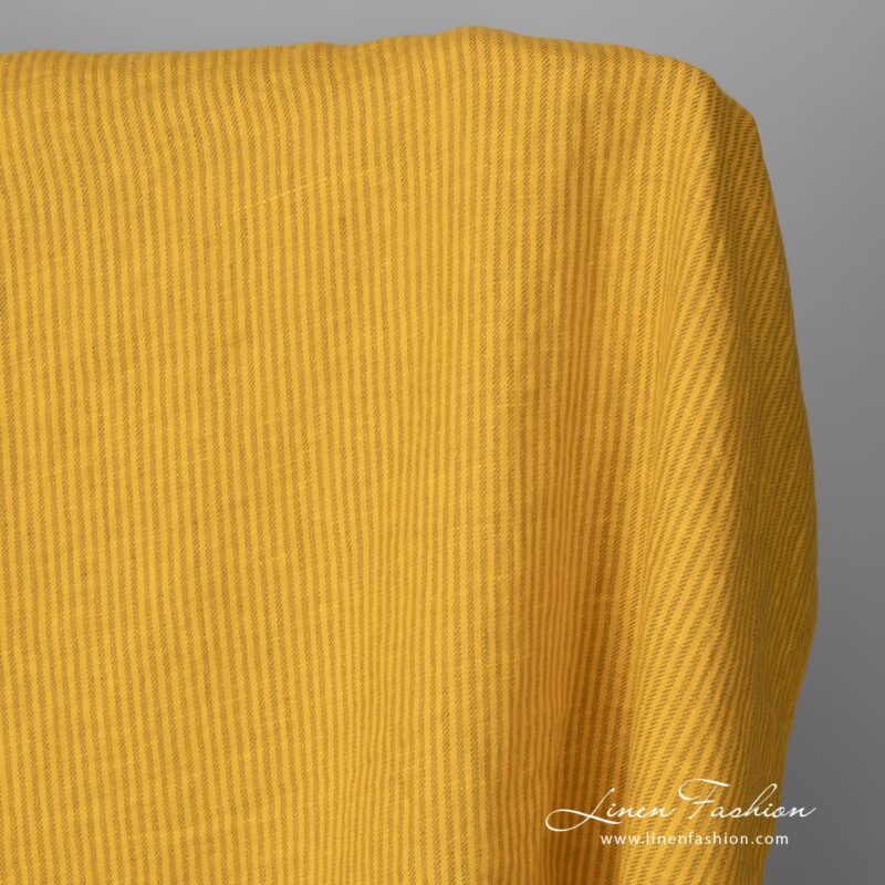Washed linen fabric yellow colour striped product photo