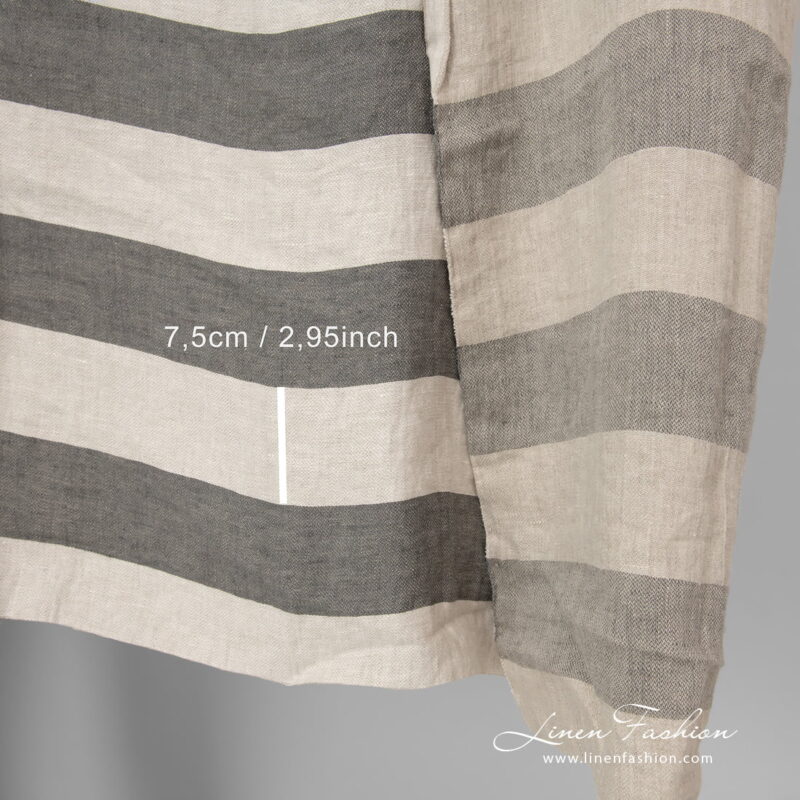 linen fabric beige grey stripes, 7,5cm.