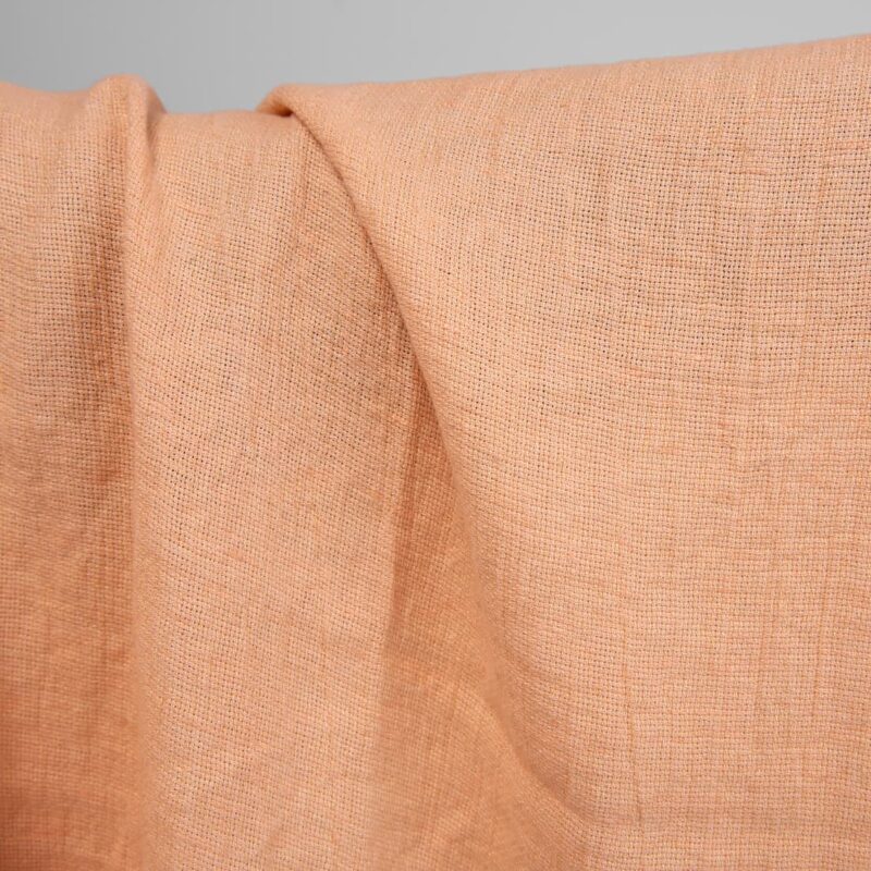 linen washed peach color fabric, weight 230gr/m2.