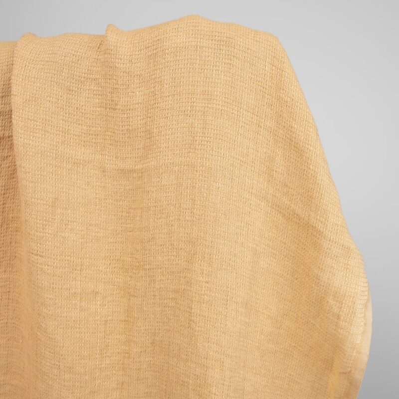linen waffle fabric golden yellow, washed