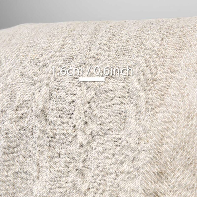 Linen fabric white with undyed herringbone, with measurements