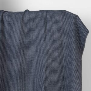 Leinenstoff dunkelblau mit Diamantmuster gewaschen 4 Washed linen fabric dark blue and grey diamonds