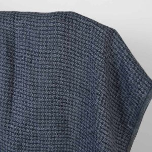 Leinenstoff dunkelblau mit Diamantmuster gewaschen 5 Washed linen fabric dark blue and grey diamonds, 100% linen