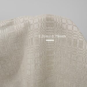 Beige linen fabric in checks dobby with measurements