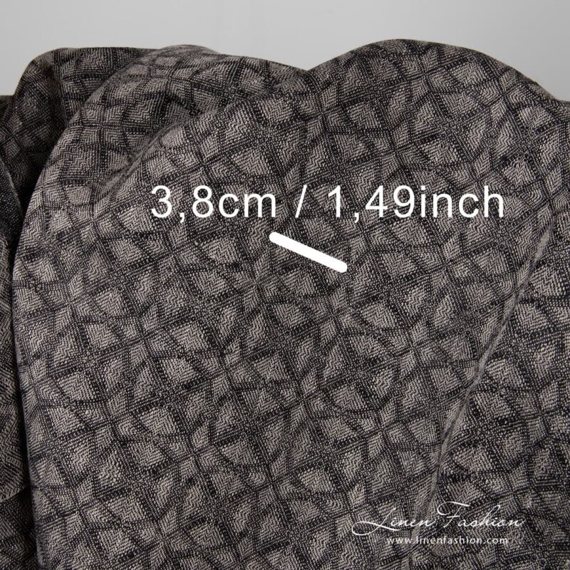 100% linen fabric in black grey colour.