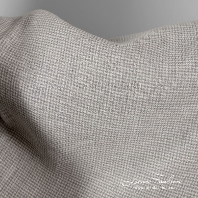 100% linen fabric in houndstooth pattern