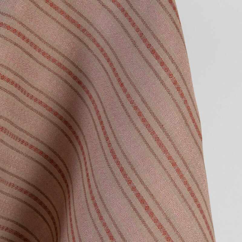 Linen fabric clay brown with patterned stripes, dobby