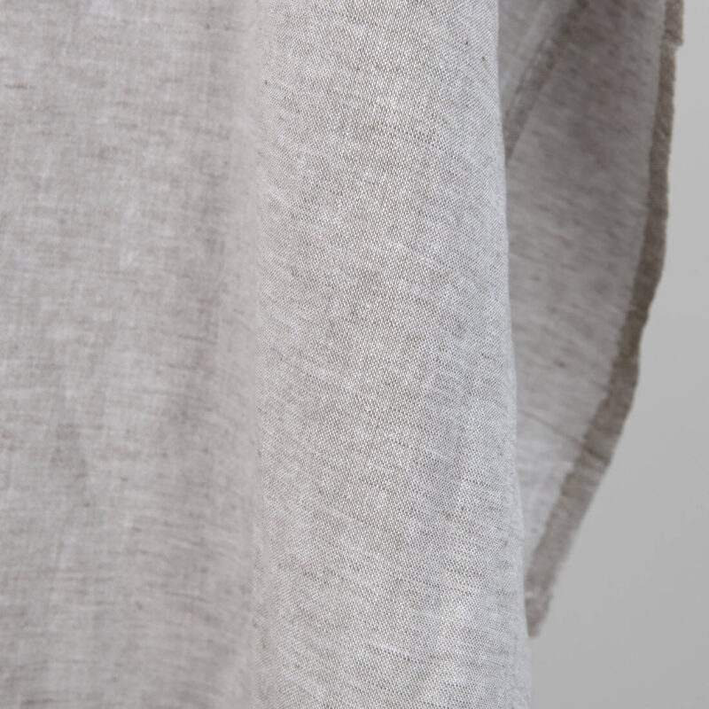 Washed linen cotton fabric greyish brown melange edge