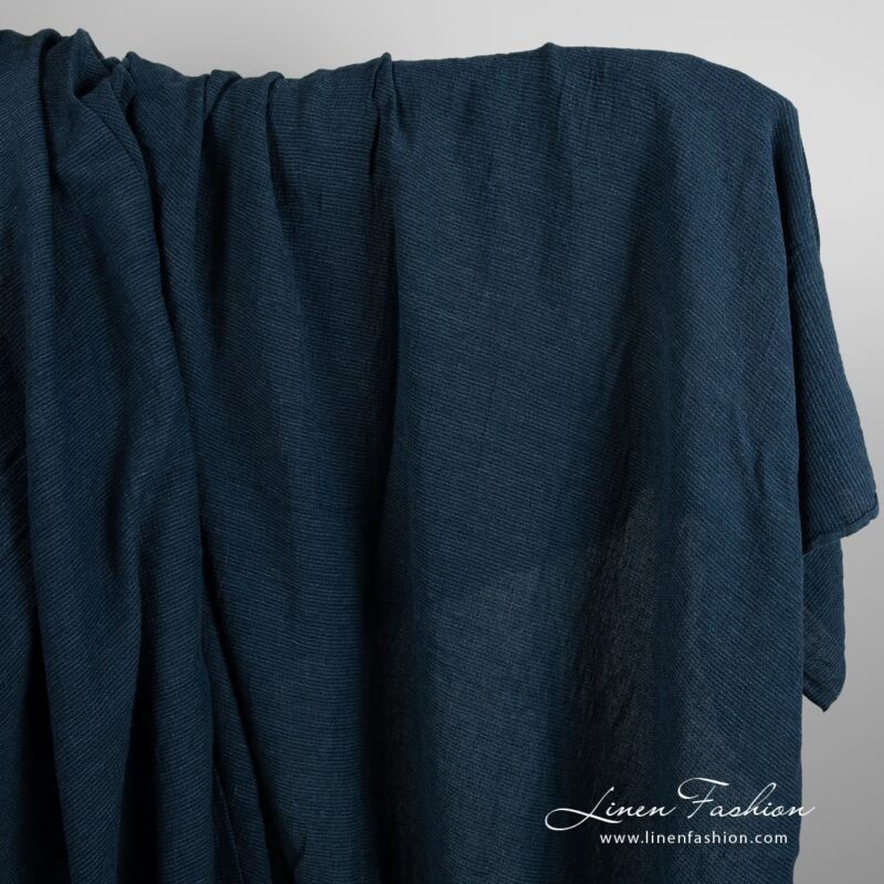 Wide linen cotton fabric in blue