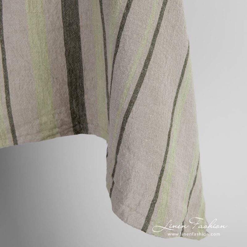 Wide linen cotton fabric with vertical stripes