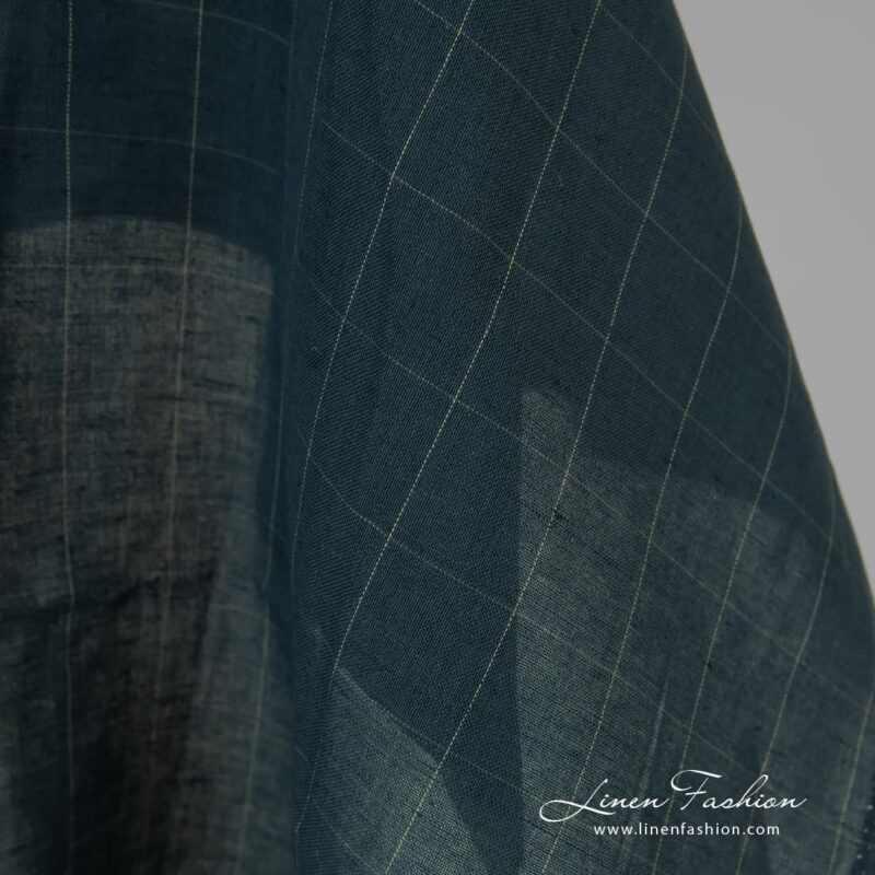 Dark blue linen cotton fabric.