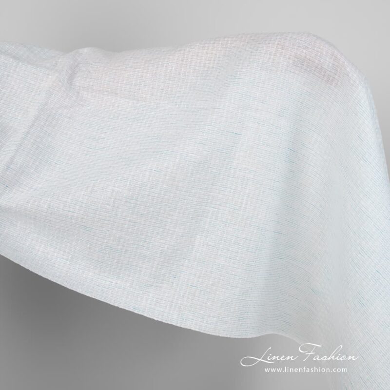 Linen cotton fabric blueish white pattern