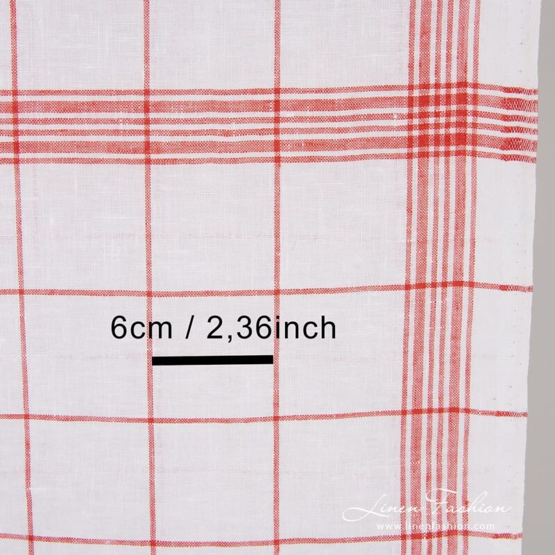 Linen fabric in red checks, perfect for kitchen towels