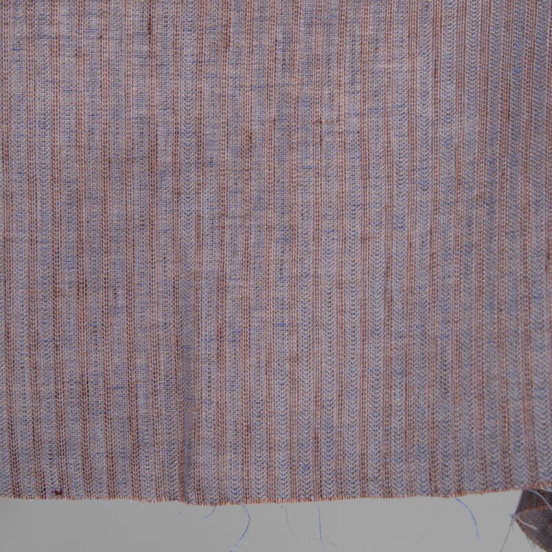 Linen fabric brown and blue stripes edge