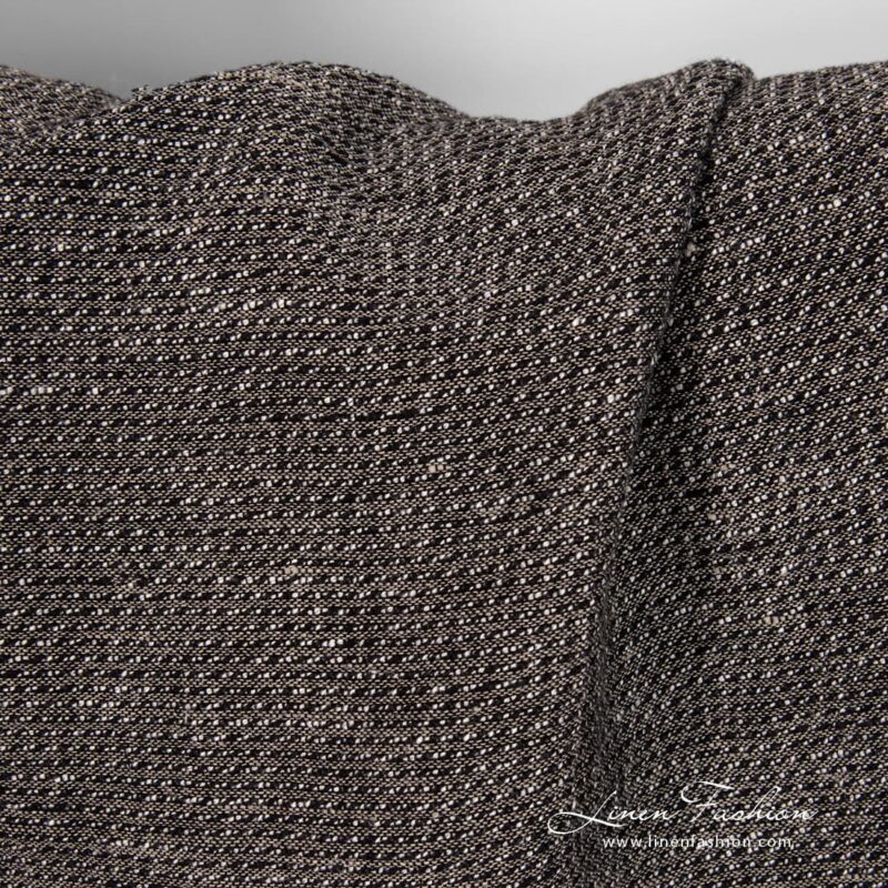 Linen cotton black melange fabric
