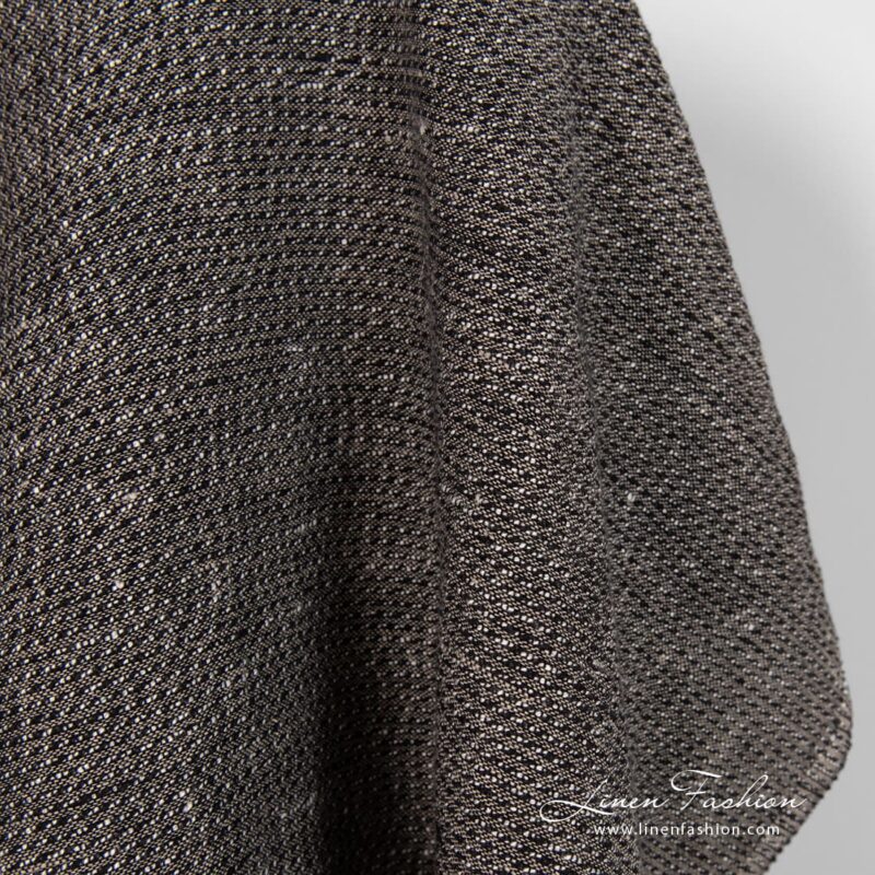 Linen cotton black fabric dobby pattern