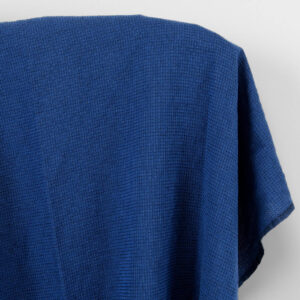 Leinen Baumwolle Wolle Stoff dunkelblau und schwarz Waffel, gewaschen