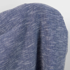 Dunkelblaues geflammtes Halbleinen, vorgewaschen 6 linen cotton washed blue fabric, white stripes