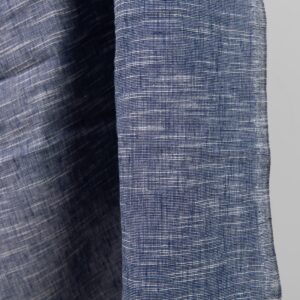 Dunkelblaues geflammtes Halbleinen, vorgewaschen 8 linen cotton washed blue fabric, striped
