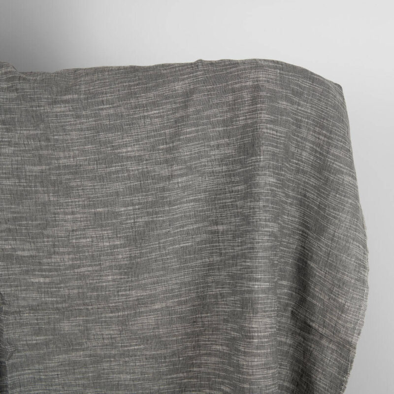Dark grey linen blend fabric washed