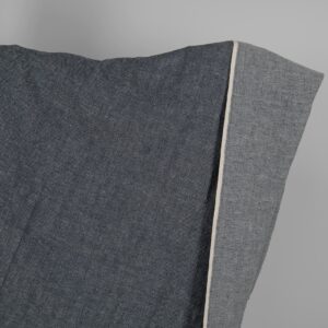 Leinen-Wollestoff schwarz-weiß Fischgrat gewaschen 7 Washed linen wool fabric black white in herringbone pattern