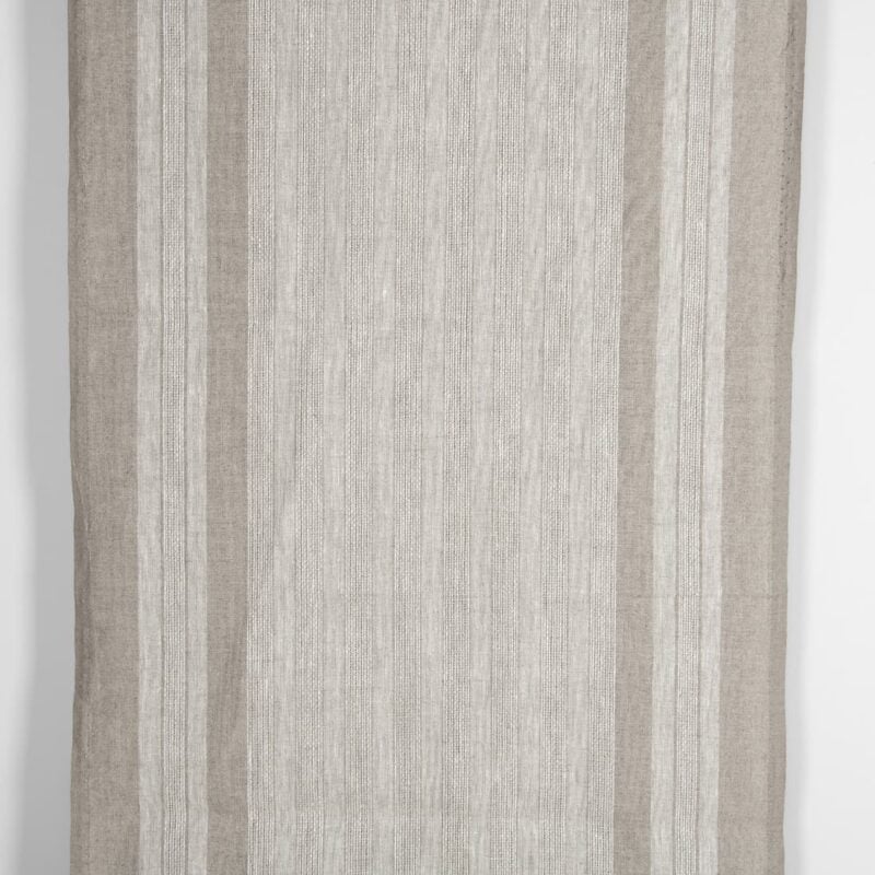 Narrow linen fabric natural beige with stripes