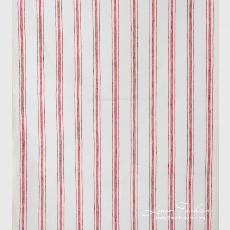 Red striped linen fabric.