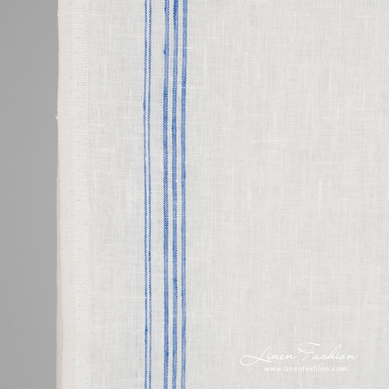 Linen fabric in narrow vertical stripes
