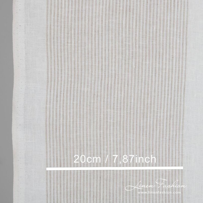 White linen fabric in stripes