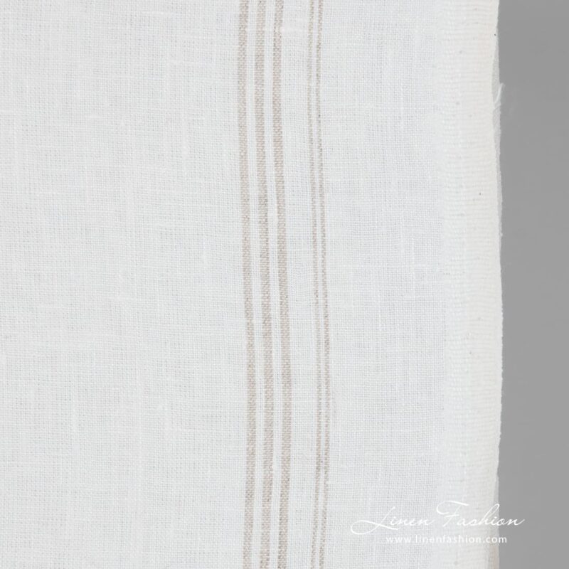 White linen fabric in narrow stripes