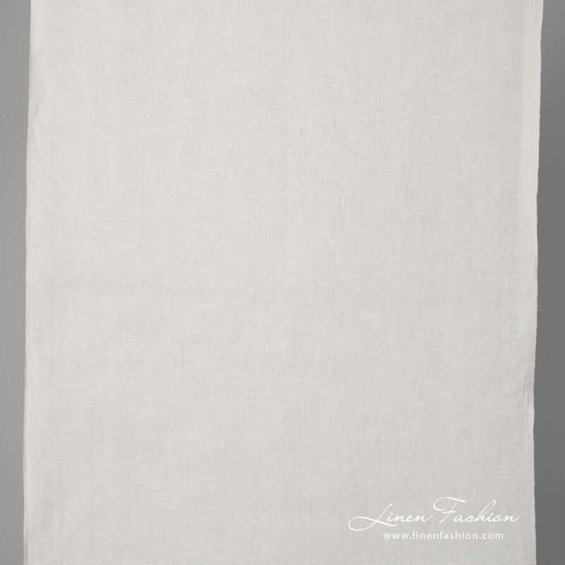 Narrow linen fabric white patterned
