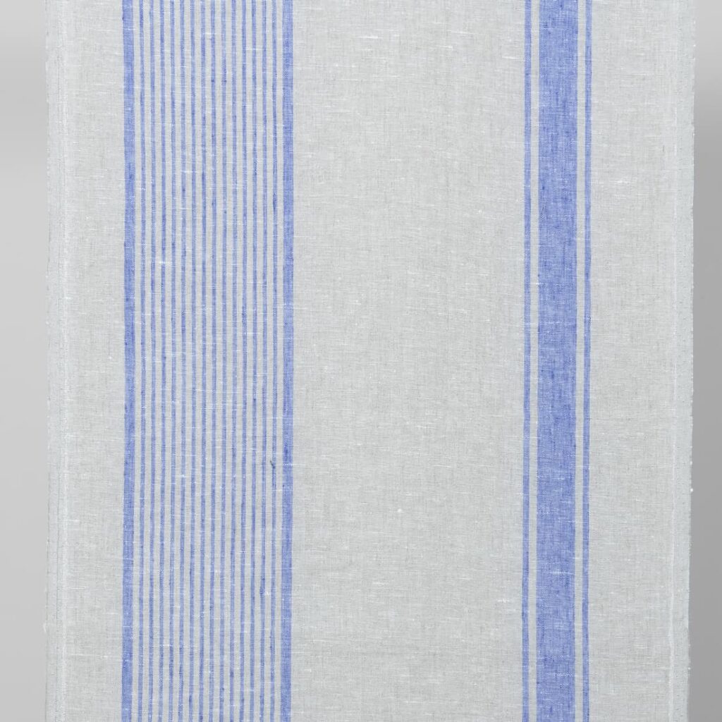 linen towel fabric blue stripes