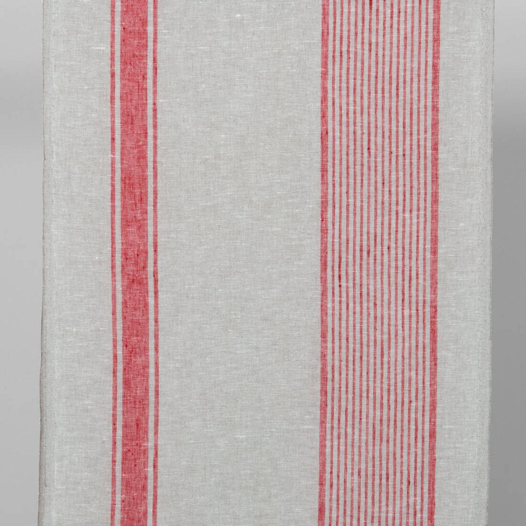 linen towel fabric red stripes