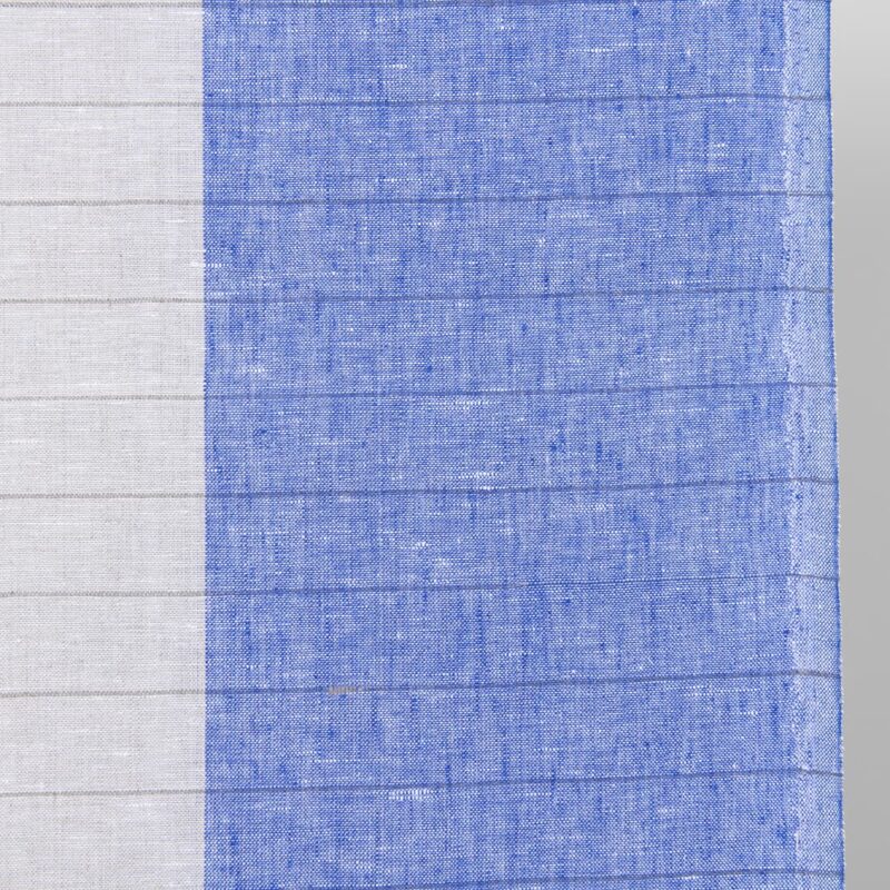 linen towel fabric beige blue, stripes